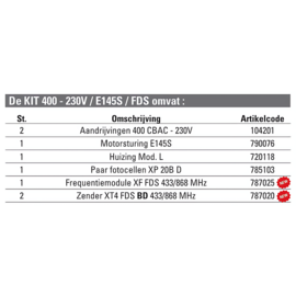 KIT 400 - 230V / E145S / FDS